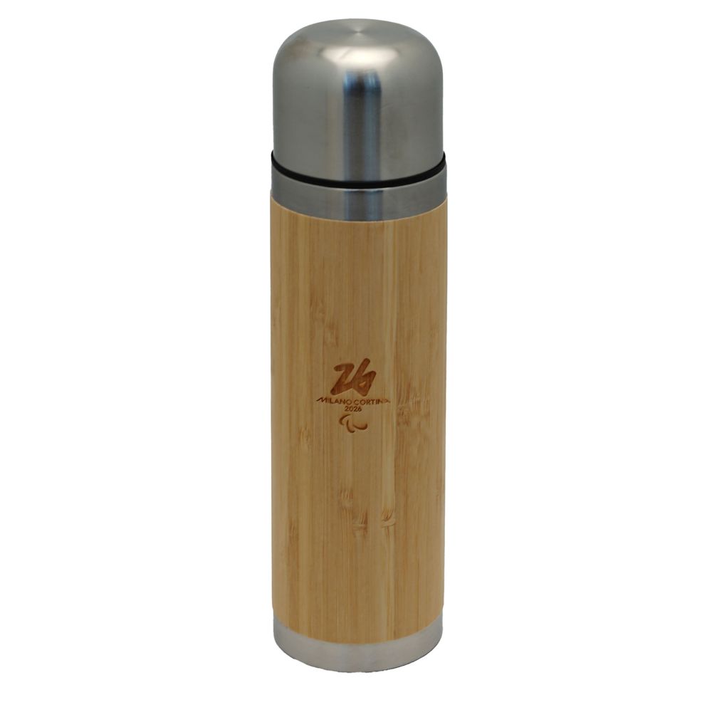 THERMOS ACCIAIO INOX E BAMBU' 400 ML PARALYMPIC EMBLEMA MONOCROMATICO LO