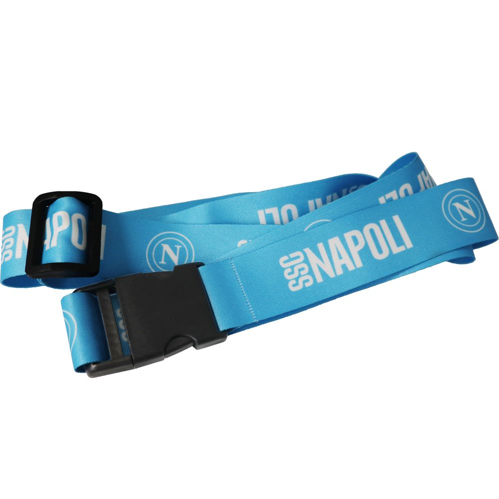 CINGHIA PER VALIGIE CELESTE CON LOGO BIANCO E SCRITTA SSC NAPOLI BIANCA