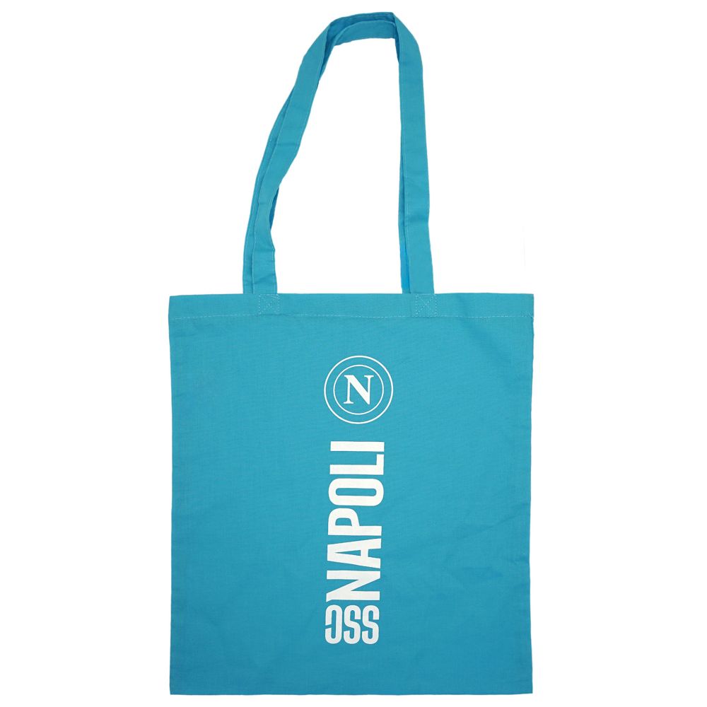 SHOPPER CELESTE STAMPA BIANCA SU UN LATO LOGO E SCRITTA SSC NAPOLI
