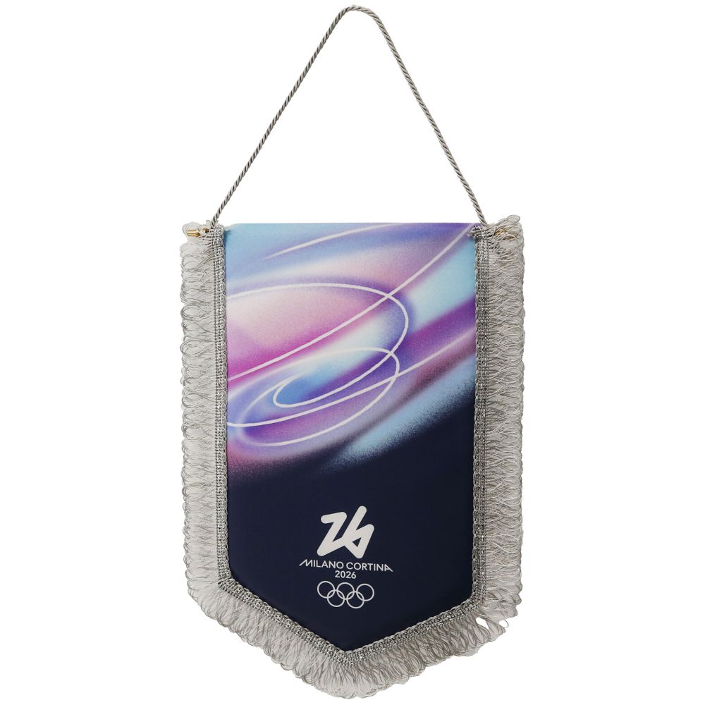 GAGLIARDETTO PENTAGONALE FRANGIA ARGENTO STAMPA OLYMPIC LOOK ROSSA