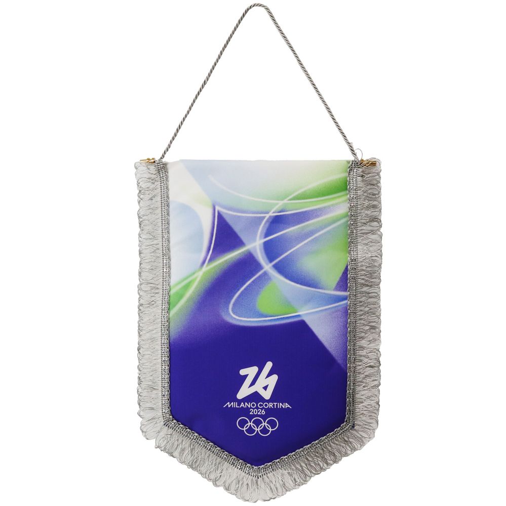 GAGLIARDETTO PENTAGONALE FRANGIA ARGENTO STAMPA OLYMPIC LOOK VERDE