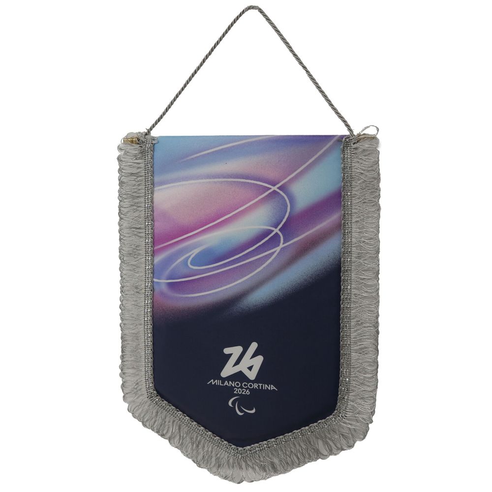 GAGLIARDETTO PENTAGONALE FRANGIA ARGENTO STAMPA PARALYMPIC LOOK ROSSA