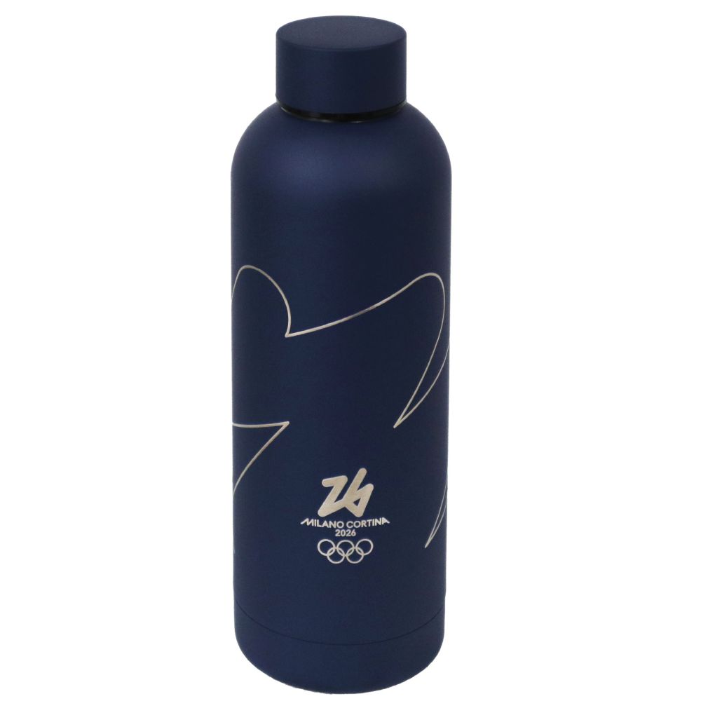BORRACCIA TERMICA BLU OPACO IN ACCIAIO 500 ML OLYMPIC EMBLEMA INCISO