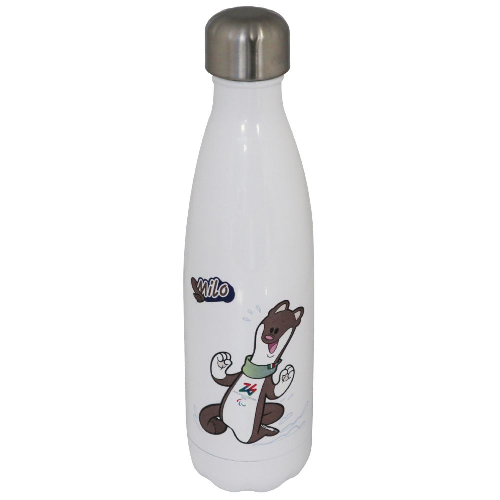 BORRACCIA TERMICA BIANCA 500 ML PARALYMPIC MASCOT MILO COLORATO STAMPATO