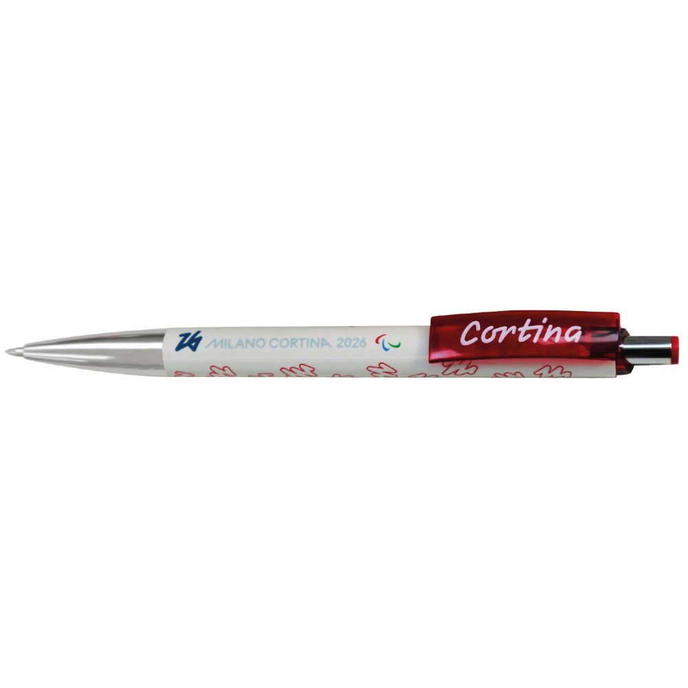 PENNA ABS BIANCO PUNTALE CROMATO PARALYMPIC EMBLEMA COLORATO SIGN CORTIN