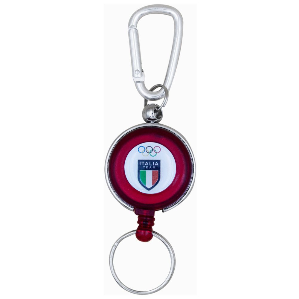 PORTA SKIPASS ABS ROSSO MOSCHETTONE OLYMPIC+ITALIA TEAM EMBLEMA COLORATI