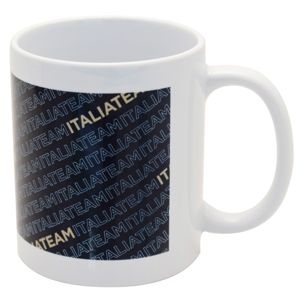 MUG CERAMICA DIA 8 CM ITALIA TEAM EMBLEMA BIANCO IN RETTANGOLO BLU