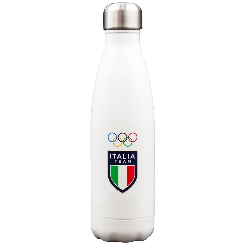 BORRACCIA TERMICA BIANCA 500 ML OLYMPIC+ITALIA TEAM EMBLEMA COLORATI