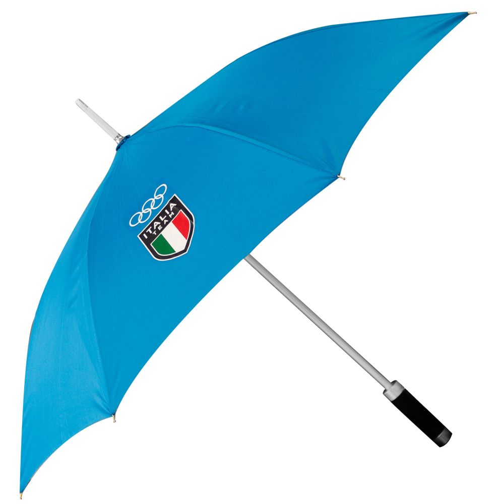 OMBRELLO AUTOMATICO AZZURRO OLYMPIC+ITALIA TEAM EMBLEMA BIANCHI+TRICOLOR