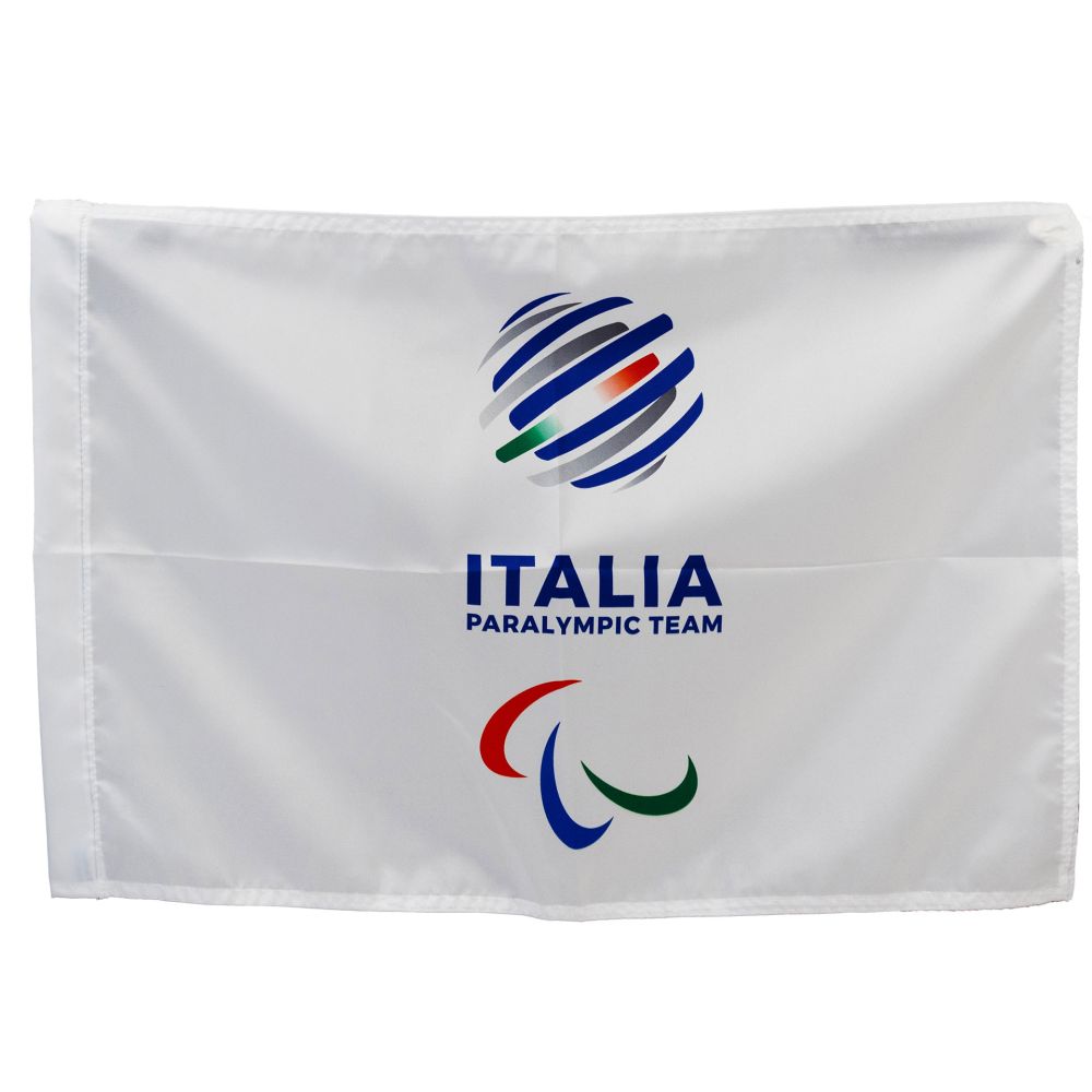 BANDIERA IN POLIESTERE 150X100CM SENZA ASTA FONDO BIANCO PARALYMPIC+ITAL