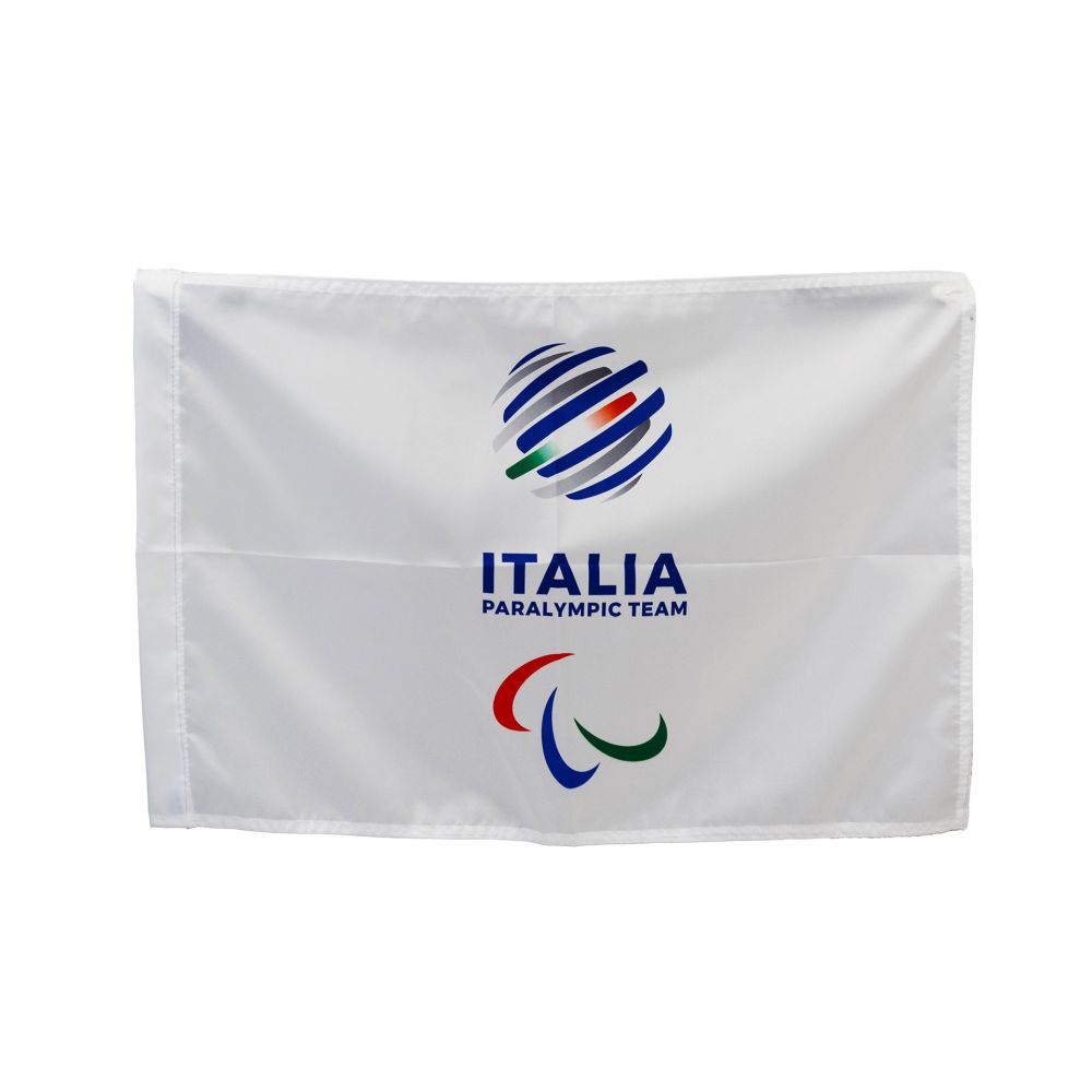 BANDIERA IN POLIESTERE 100X70CM SENZA ASTA FONDO BIANCO PARALYMPIC+ITALI