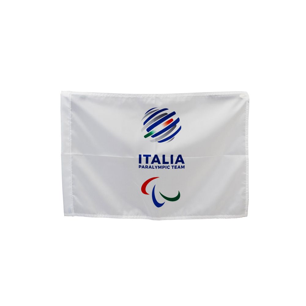 BANDIERA IN POLIESTERE 70X50CM SENZA ASTA FONDO BIANCO PARALYMPIC+ITALIA