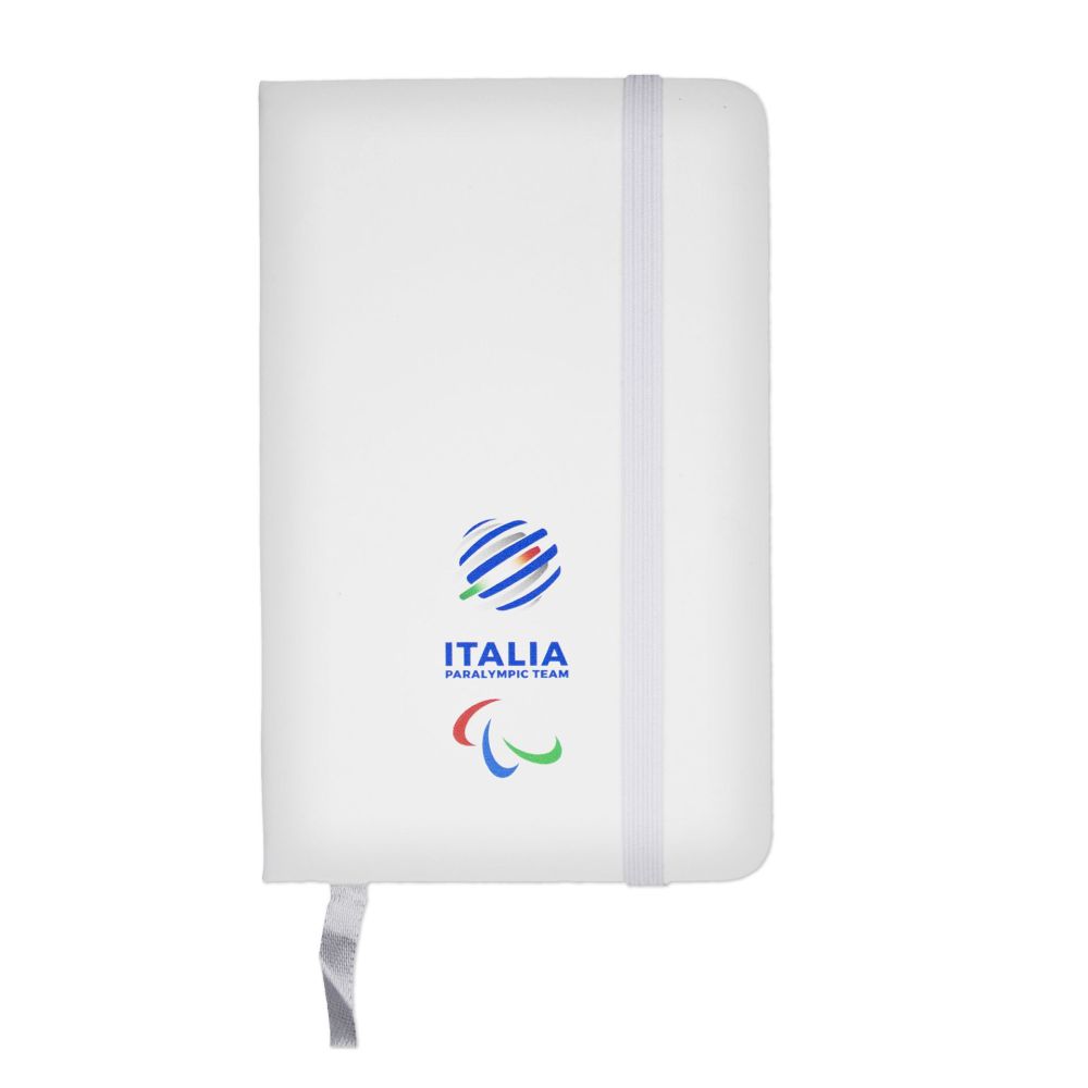 TACCUINO IN PU BIANCO 96 PAGINE A RIGHE F.TO A6 PARALYMPIC+ITALIA PARALY