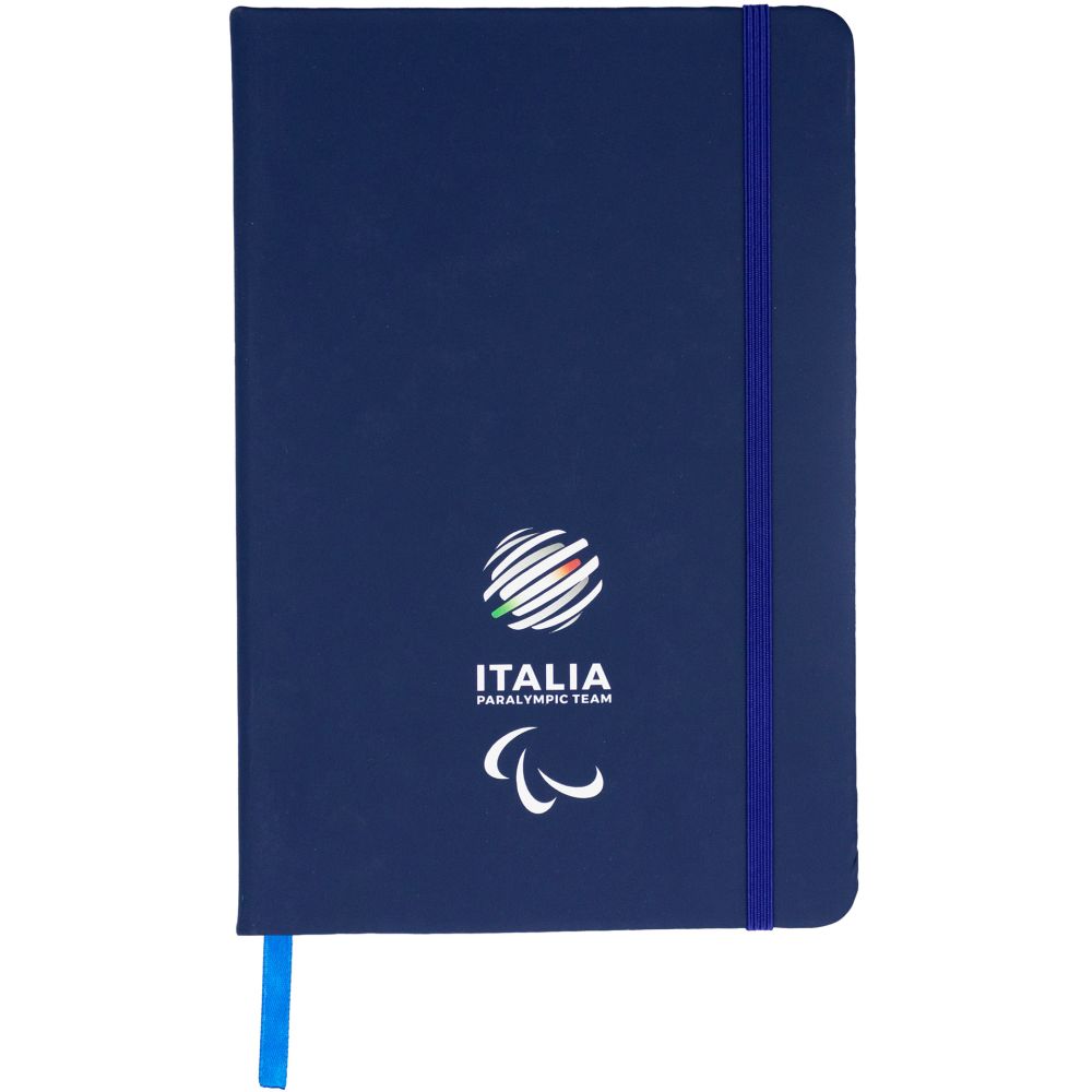TACCUINO IN PU BLU 96 PAGINE A RIGHE F.TO A5 PARALYMPIC+ITALIA PARALYMPI