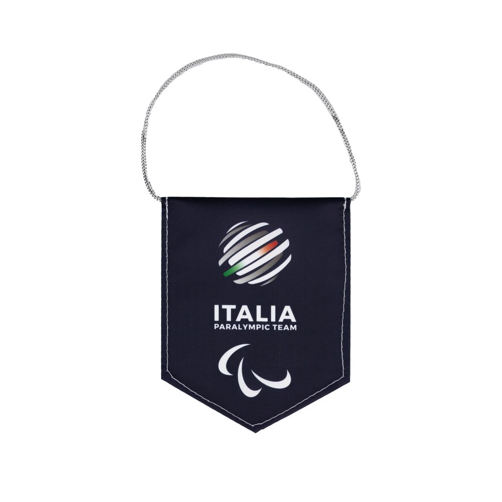 GAGLIARDETTO PENTAGONALE MIS. 9X11 BIFACCIALE BLU/AZZURRA PARALYMPIC+ITA