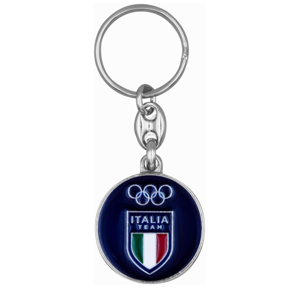 PORTACHIAVI SMALTATO TONDO ITALIA TEAM FONDO BLU