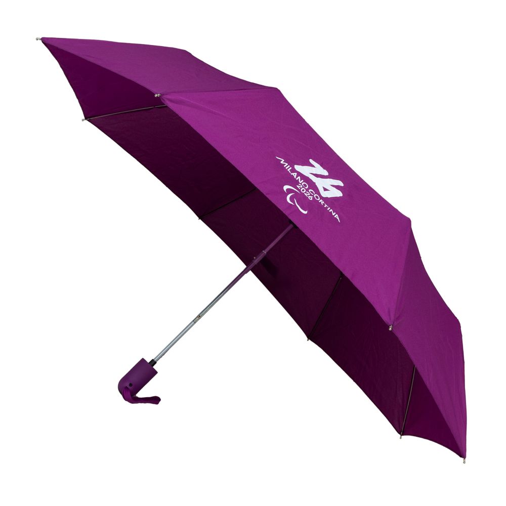 OMBRELLO AUTOMATICO TASCABILE VIOLA PARALYMPIC EMBLEMA MONOCROMATICO BI