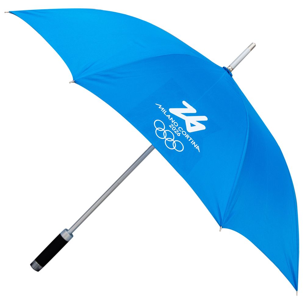 OMBRELLO AUTOMATICO AZZURRO OLYMPIC EMBLEMA BIANCO