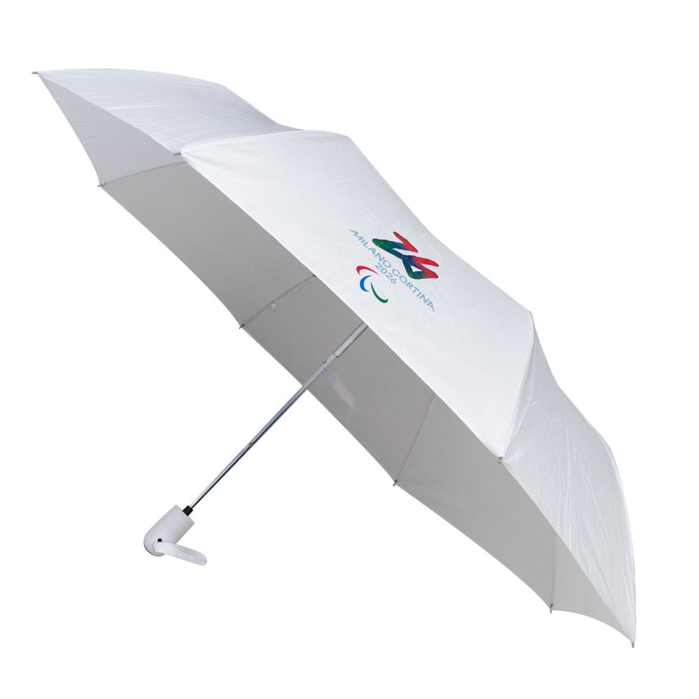 OMBRELLO AUTOMATICO TASCABILE BIANCO PARALYMPIC EMBLEMA COLORATO