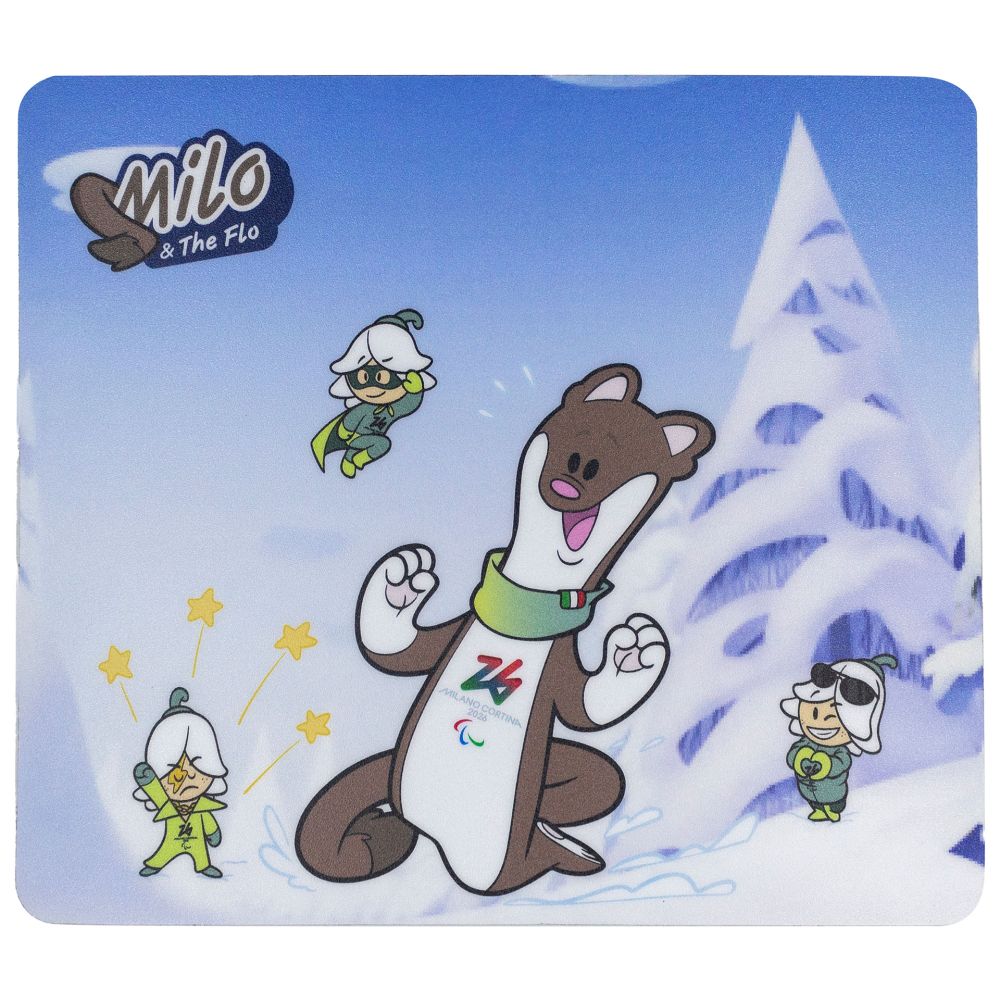 MOUSEPAD RETTANGOLARE DIM. 23X20,5 MASCOT MILO E THE FLOW FONDO MONTAGNA