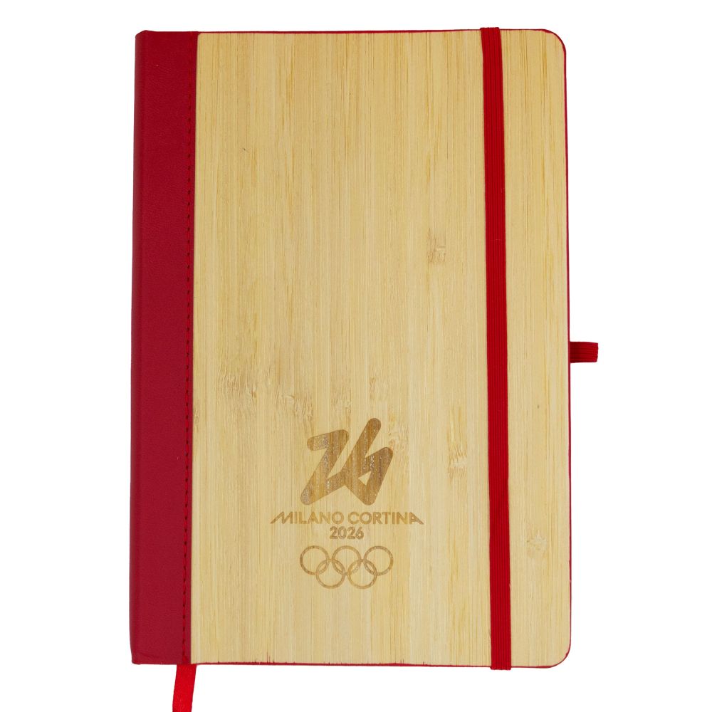 TACCUINO IN PUCOPERTINA IN BAMBU' F.TO A5 96 PAG. A RIGHE, DETTAGLI RO