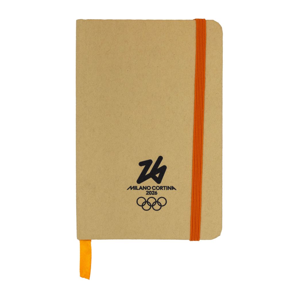 TACCUINO IN CARTA RICICLATA F.TO A6 160 PAG. A RIGHE ELASTICO E SEGNALIB