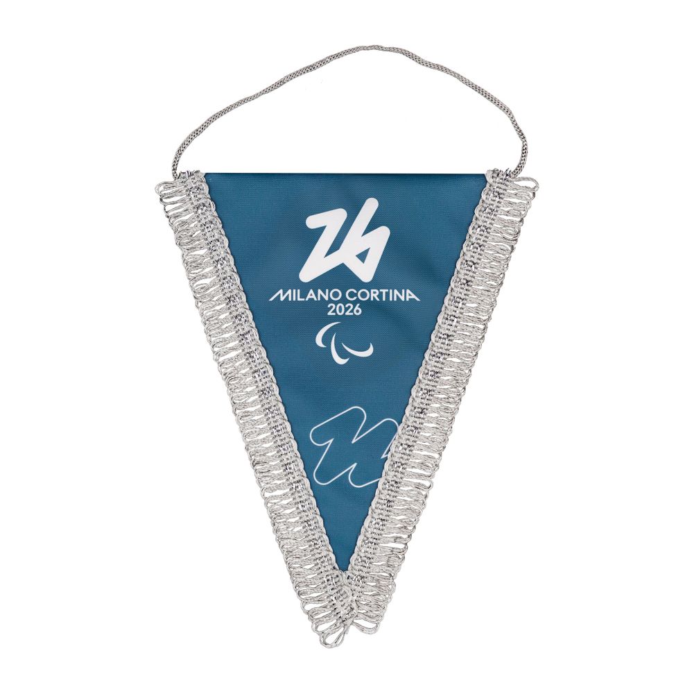 GAGLIARDETTO TRIANGOLARE MIS. 14X17 BIFACCIALE FONDI BLU/VERDE FRANGIA A