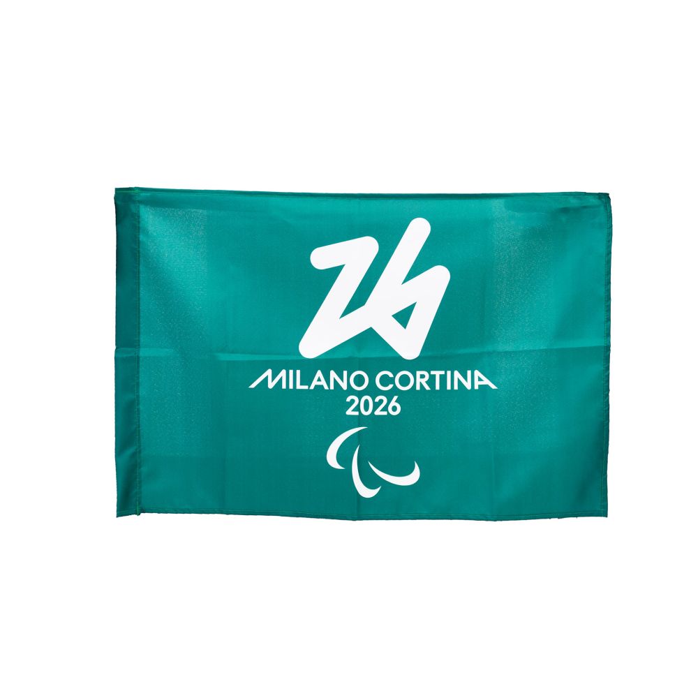 BANDIERA IN POLIESTERE 70X50CM SENZA ASTA FONDO VERDE PARALYMPIC EMBLEMA