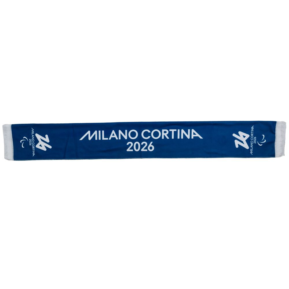 SCIARPA IN POLIPILE STAMPATA 130X17CM FONDO BLU PARALYMPIC EMBLEMA BIANC