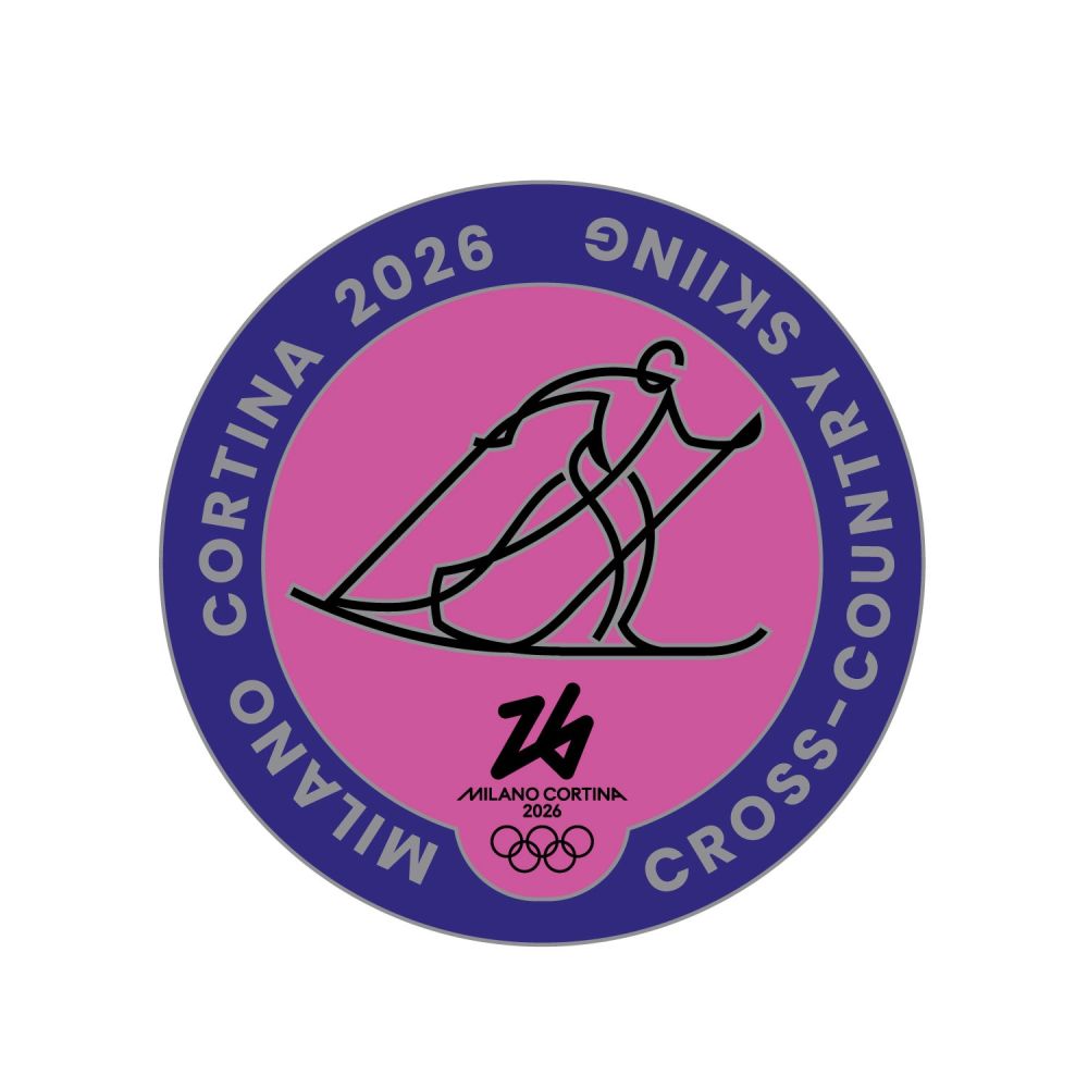 MC26 OLYMPIC PICTOGRAM - CROSS COUNTRY SKIING SILVER METAL PIN 33MM X 33