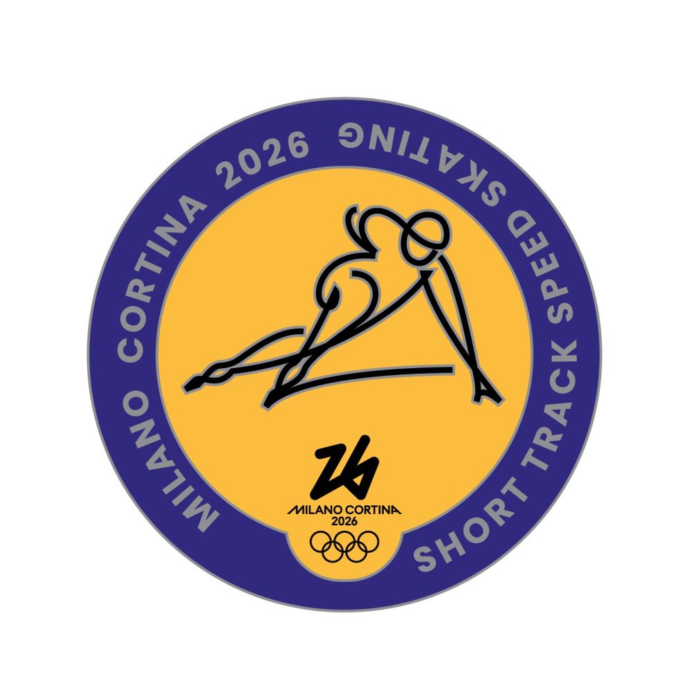 MC26 OLYMPIC PICTOGRAM - SHORT SPEED SKATING SILVER METAL PIN 33MM X 33M