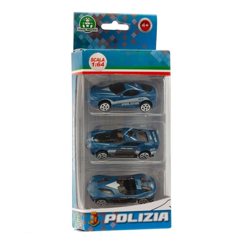 CONFEZIONE 3 VEICOLI DIE CAST SCALA 1:64 MODELLO 1 POLIZIA