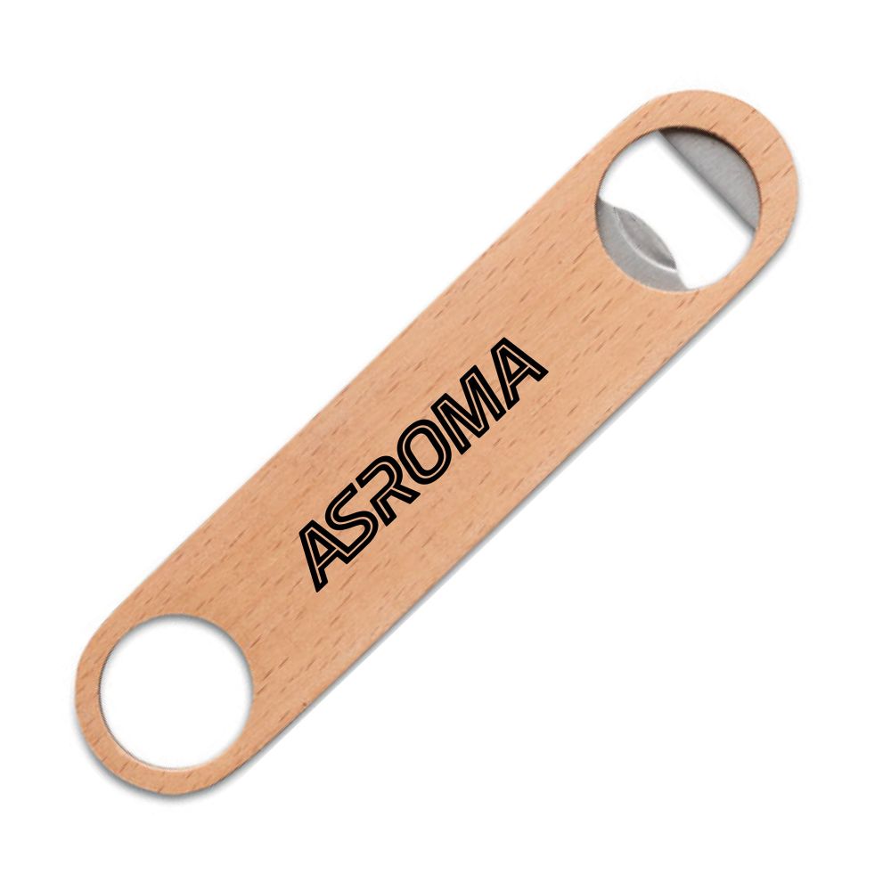 APRIBOTTIGLIE IN ACCIAIO E BAMBOO CON LOGO AS ROMA DIM. CM. 17,5X3,5