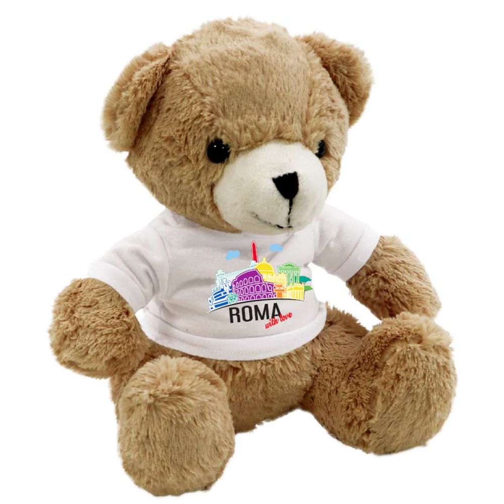 ORSETTO DI PELUCHE H. 24 CM CON T-SHIRT PERSONALIZZATA ROMA WITH LOVE