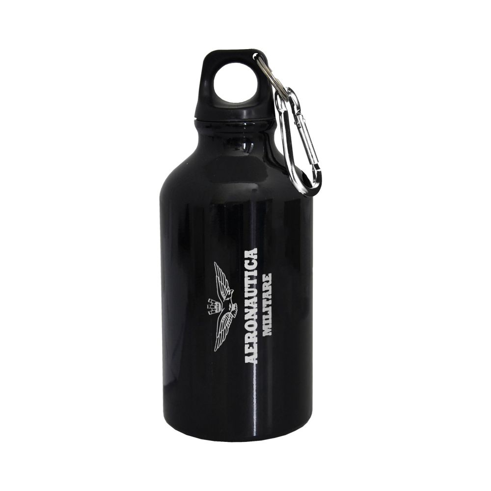 BORRACCIA NERA IN ALLUMINIO CON MOSCHETTONE 400 ML A.M.
