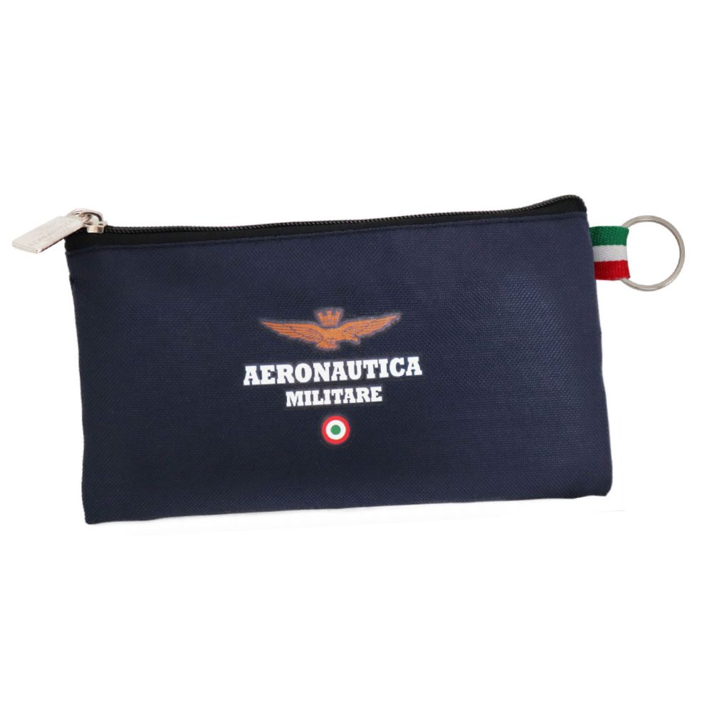 PORTAPENNE A BUSTINA PIATTA SINGOLA ZIP LOGO A.M. CON UNICO VANO INTERNO