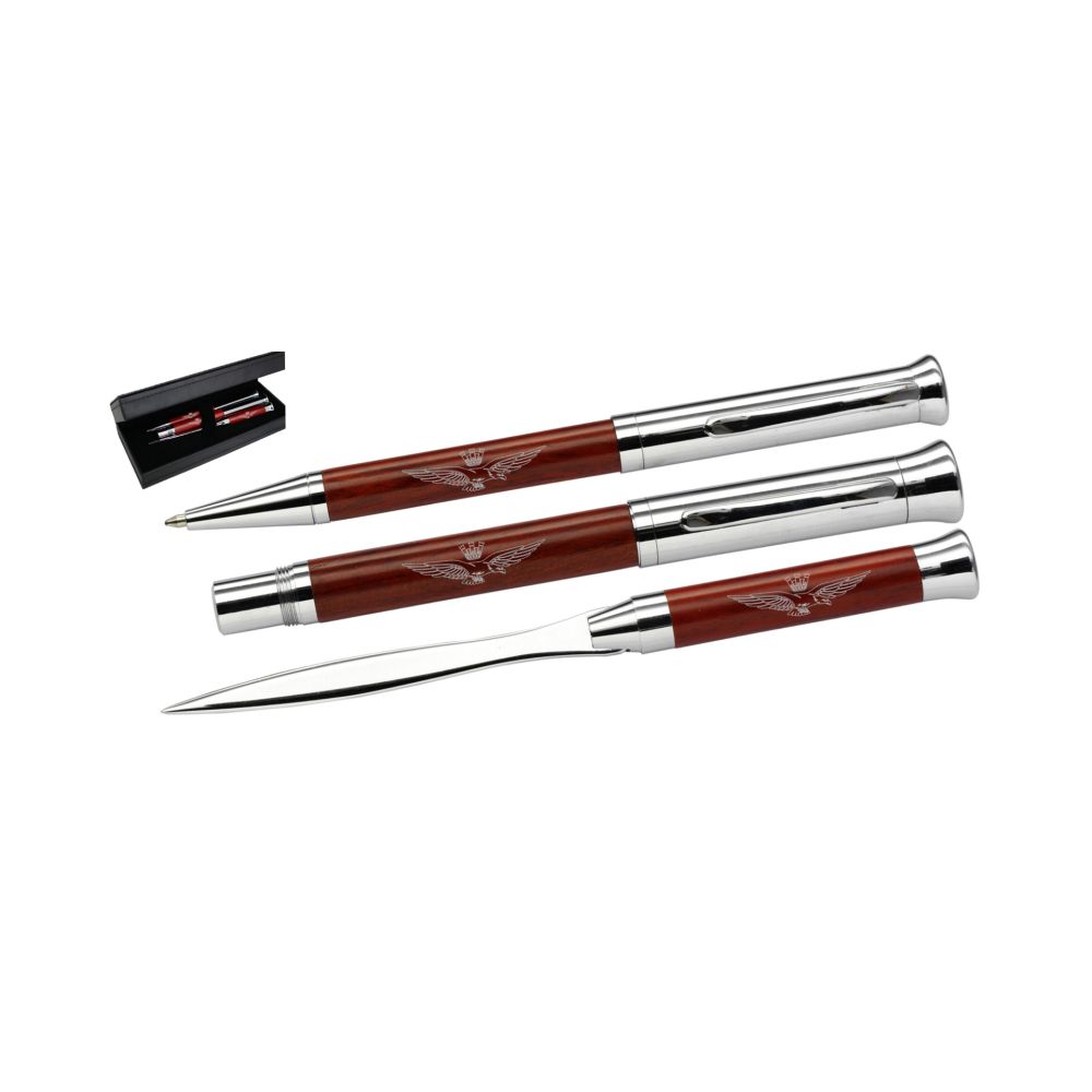 PENNA IN METALLO E LEGNO STILOGRAFICA E TAGLIACARTE