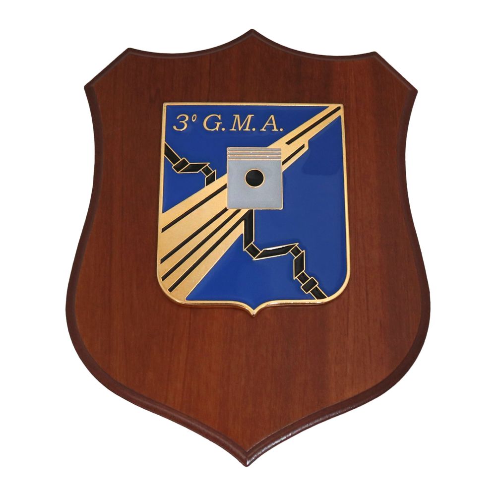 CREST IN METALLO SMALTATO BASE LEGNO CL3 22,50 X 17,50 3 GRUPPO MANUTENZ