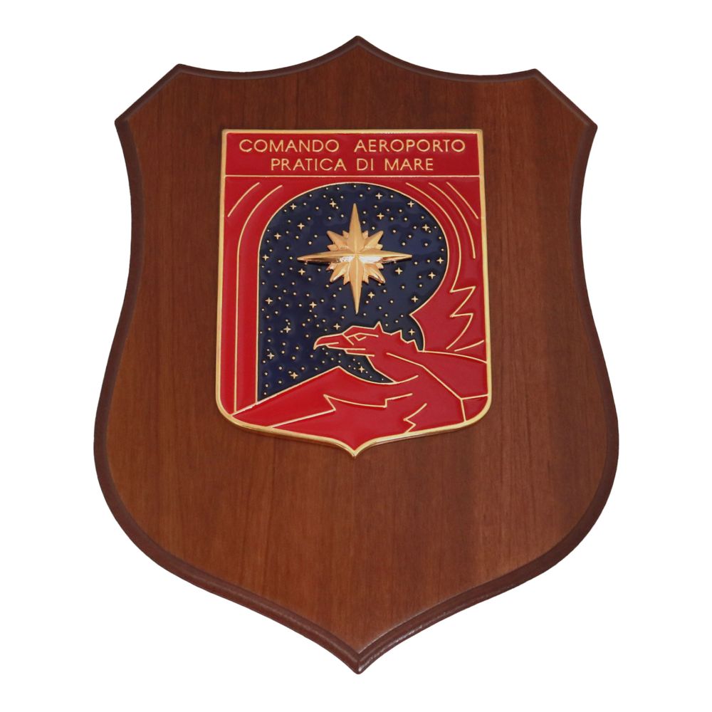 CREST IN METALLO SMALTATO BASE LEGNO CL3 22,50 X 17,50 COMANDO AEROPORTO