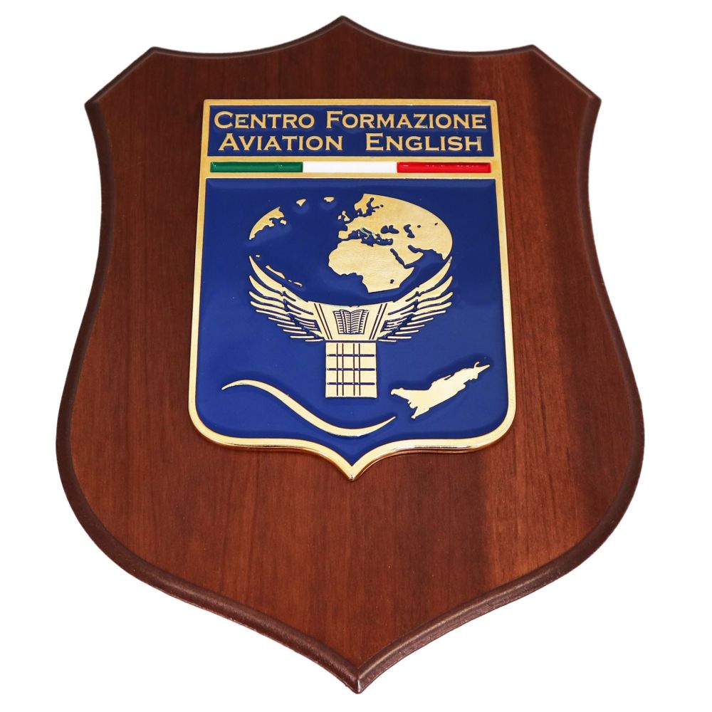 CREST IN METALLO SMALTATO BASE LEGNO CL3 22,50 X 17,50 CEN FORM AVIATION