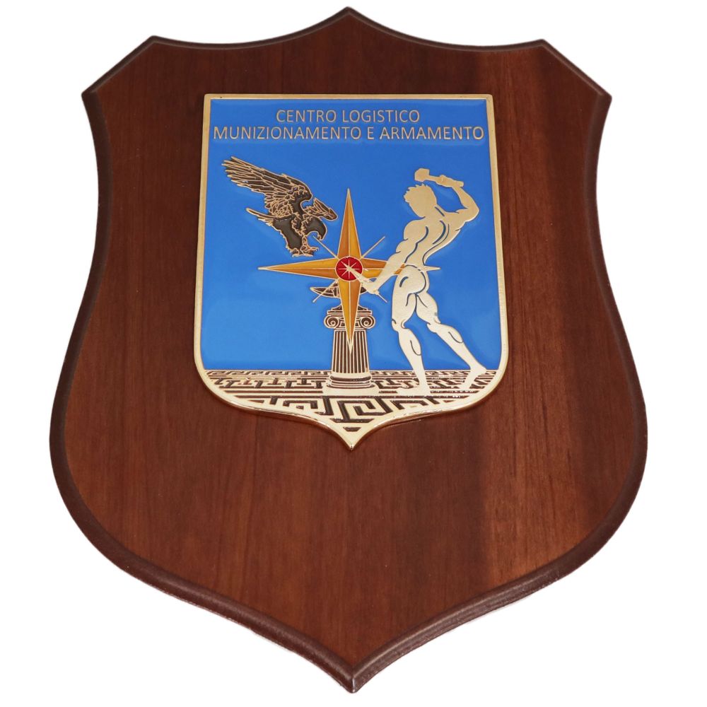 CREST IN METALLO SMALTATO BASE LEGNO CL3 22,50 X 17,50 CEN LOG MUNIZION
