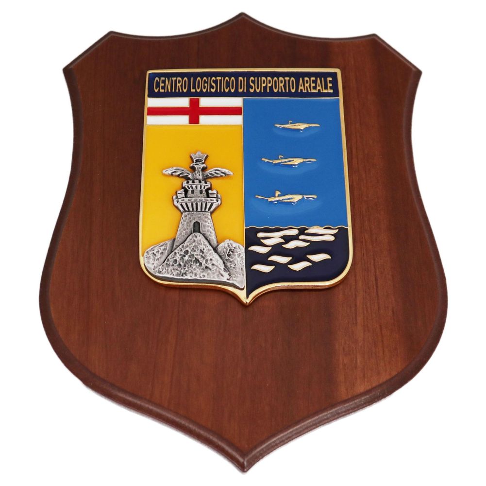 CREST IN METALLO SMALTATO BASE LEGNO CL3 22,50 X 17,50 CEN LOG SUPP AREA