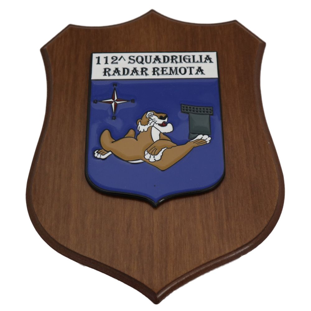 CREST IN METALLO SMALTATO BASE LEGNO CL3 22,50 X 17,50 CM 112 SQUAD RAD