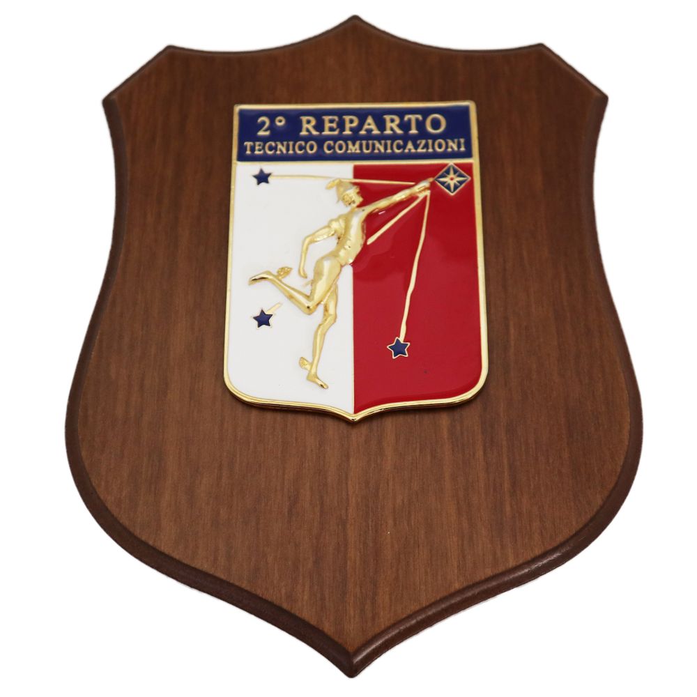 CREST IN METALLO SMALTATO BASE LEGNO CL3 22,50 X 17,50 CM 2 REP TECN COM