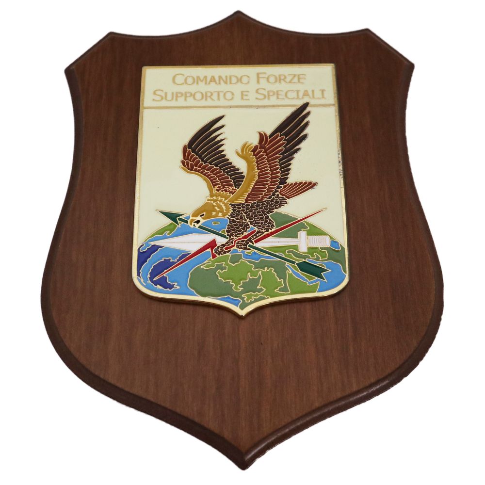 CREST IN METALLO SMALTATO BASE LEGNO CL3 22,50 X 17,50 CM COM FORZE SUPP