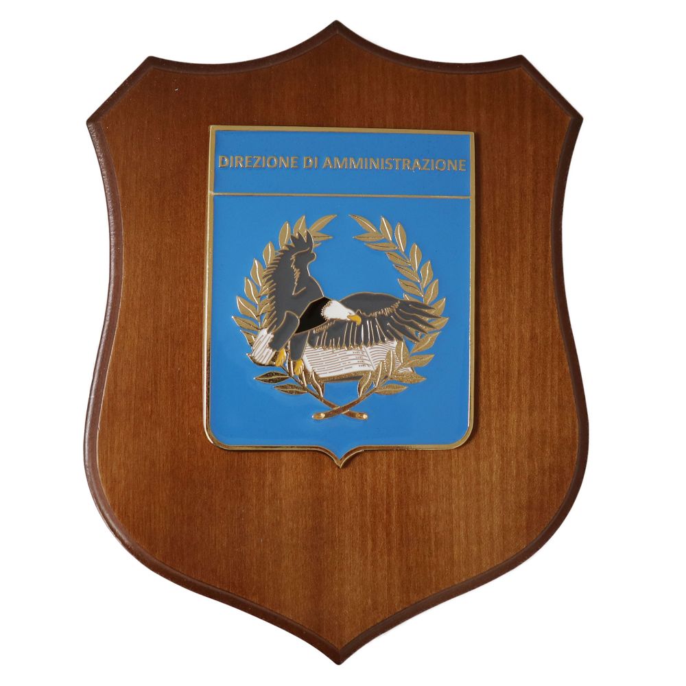 CREST IN METALLO SMALTATO BASE LEGNO CL3 22,50 X 17,50 CM DIREZ AMMINIST