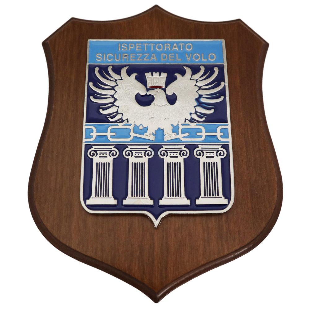 CREST IN METALLO SMALTATO BASE LEGNO CL3 22,50 X 17,50 CM ISPET SIC VOLO