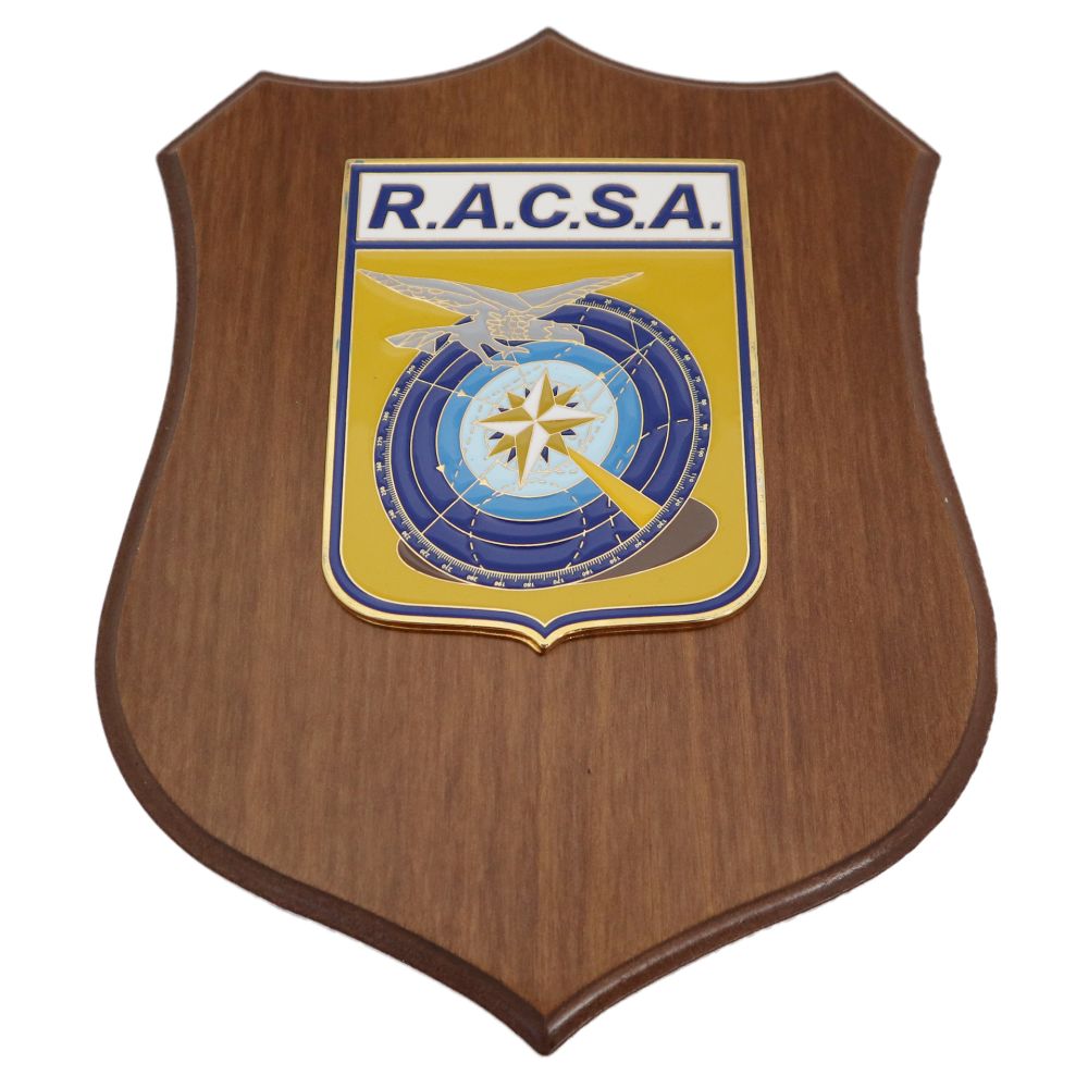 CREST IN METALLO SMALTATO BASE LEGNO CL3 22,50 X 17,50 CM RACSA