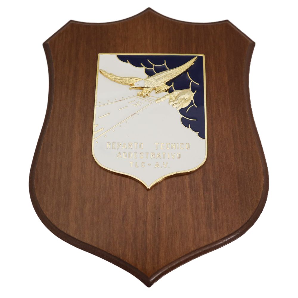 CREST IN METALLO SMALTATO BASE LEGNO CL3 22,50 X 17,50 CM REP TECN ADD T