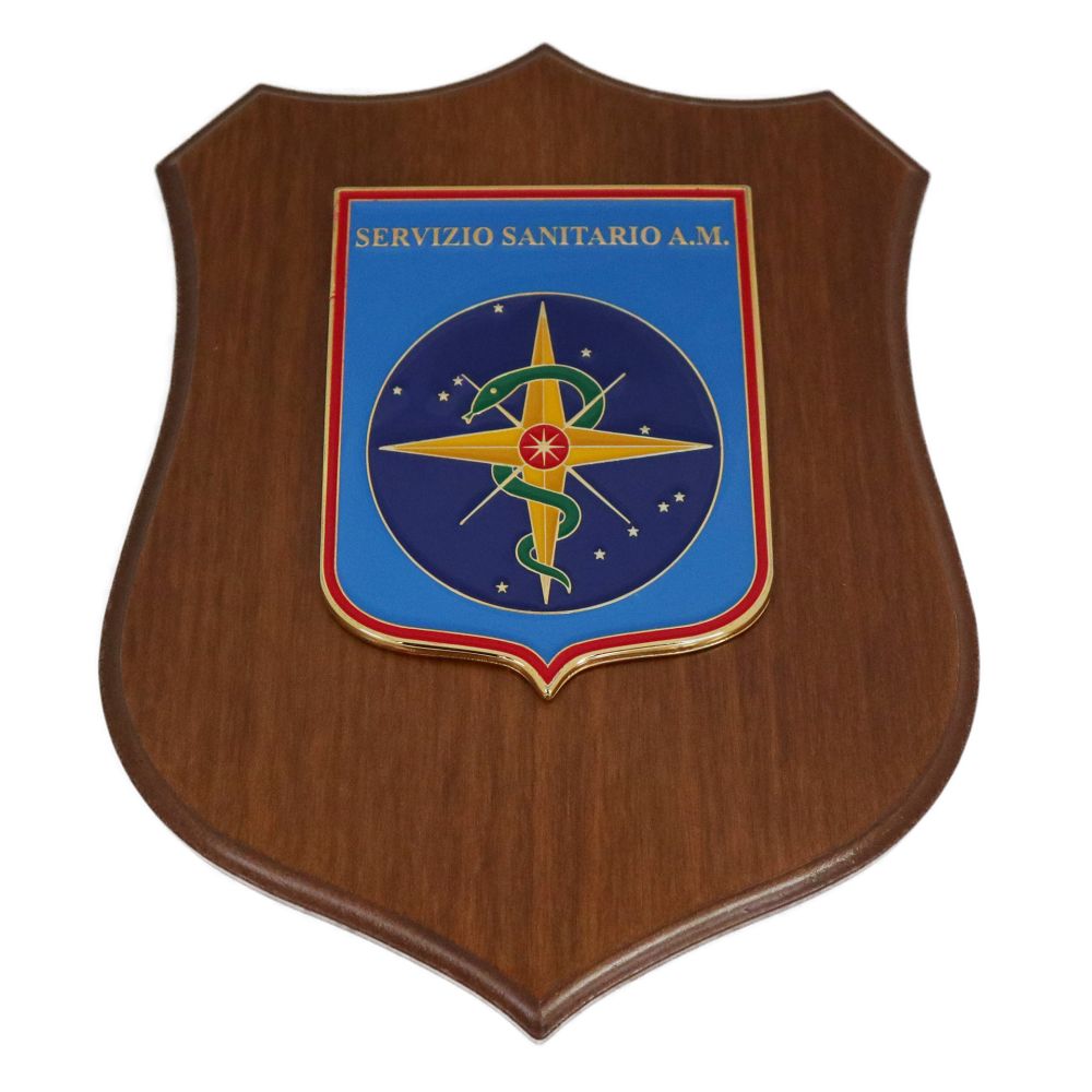 CREST IN METALLO SMALTATO BASE LEGNO CL3 22,50 X 17,50 CM SERVIZIO SANIT